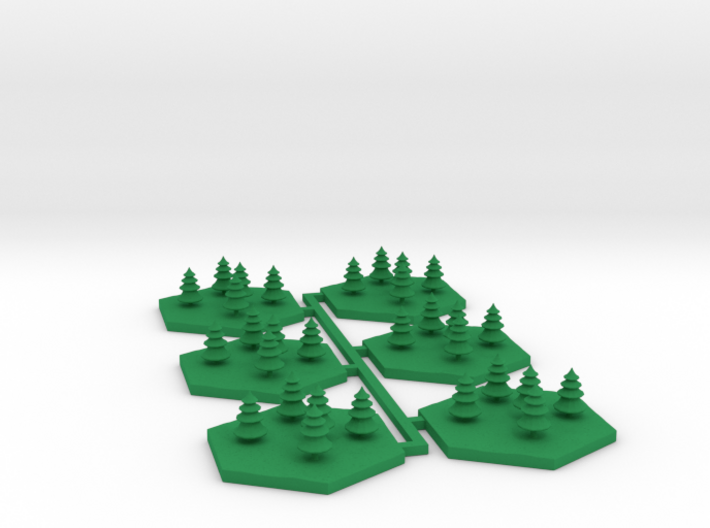 6pk Conifer woods terrain hex tile counters 3d printed