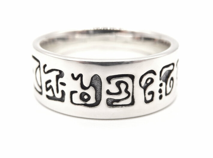 Language of Light Ring 3d printed Language of Light Ring - Blackened Silver / Antique Silver