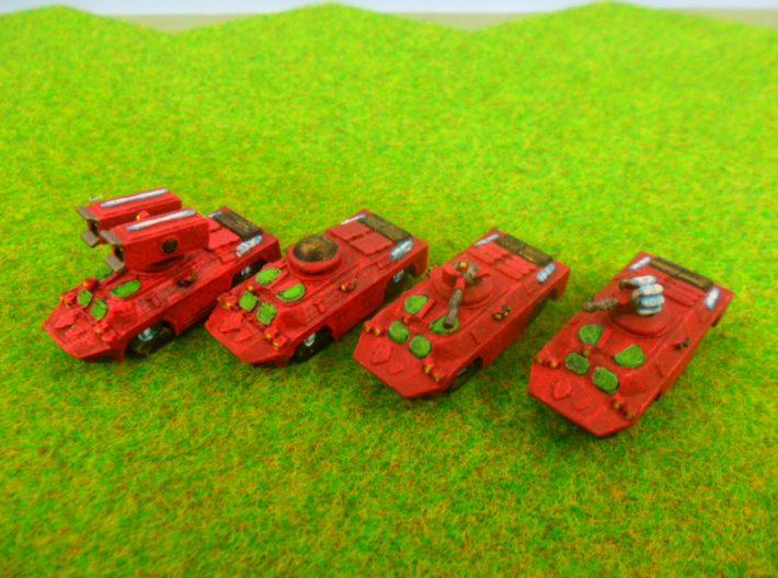 MG144-SV004 BRDM-22A Marzanna Grav Scout 3d printed Four models, showing each turret version