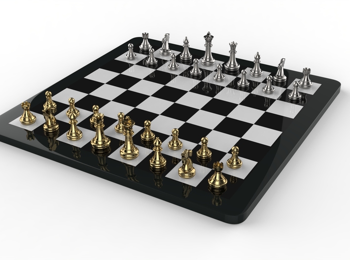 Tradiatonal Chess Set 16 Piece 90mm 3d printed Over View