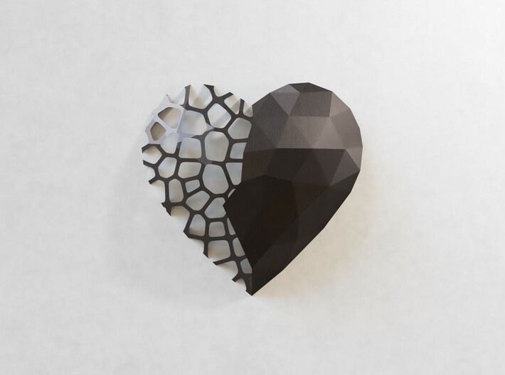 Low Poly Wall Art: Heart Break Voronoi (Polished) 3d printed
