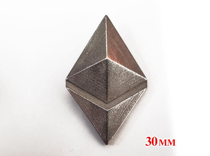 ETH Keychain/Necklace_30mm 3d printed 30mm Shown in Polished Nickle Steel