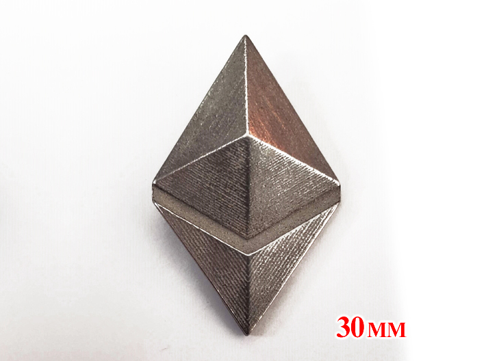 ETH Keychain/Necklace_45mm 3d printed 30mm Shown in Polished Nickle Steel