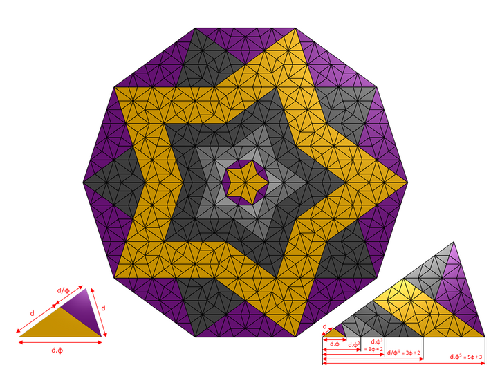 Pentagonal Tiling (large) - Decagon shape 3d printed Tiling