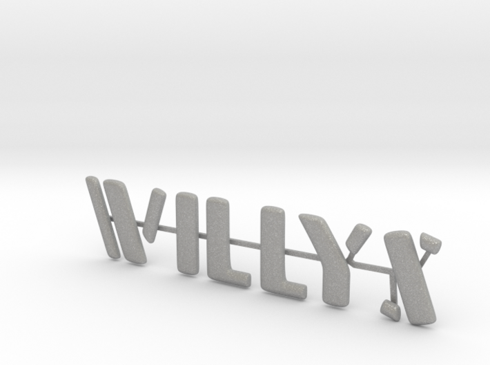 Willys Jeep Stamped look individual letters,4.4&quot; 3d printed