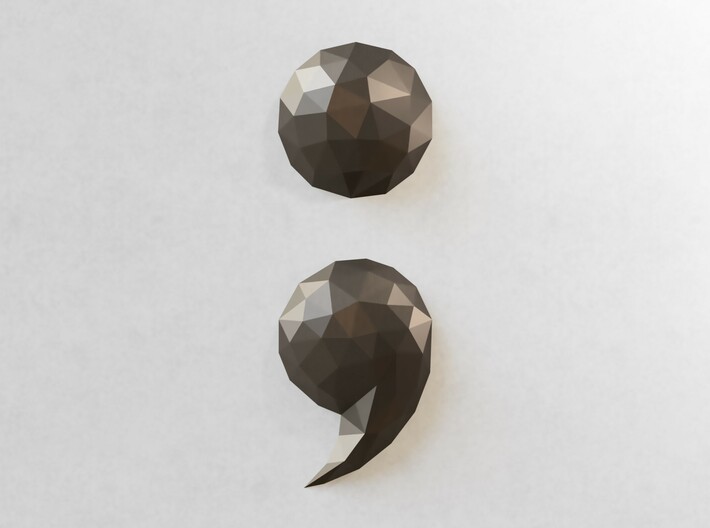 Low Poly Wall Art: Semicolon (Polished Metal) 3d printed