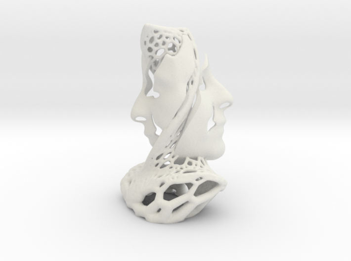 Two Faces in a Voronoi Tree (1st Edition) 3d printed