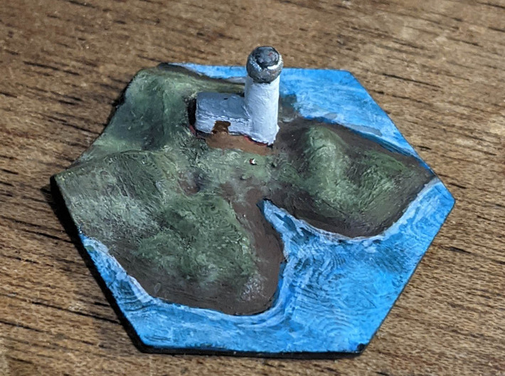 6pk Lighthouse terrain hex tile counters 3d printed Painted resin print of lighthouse hex tile