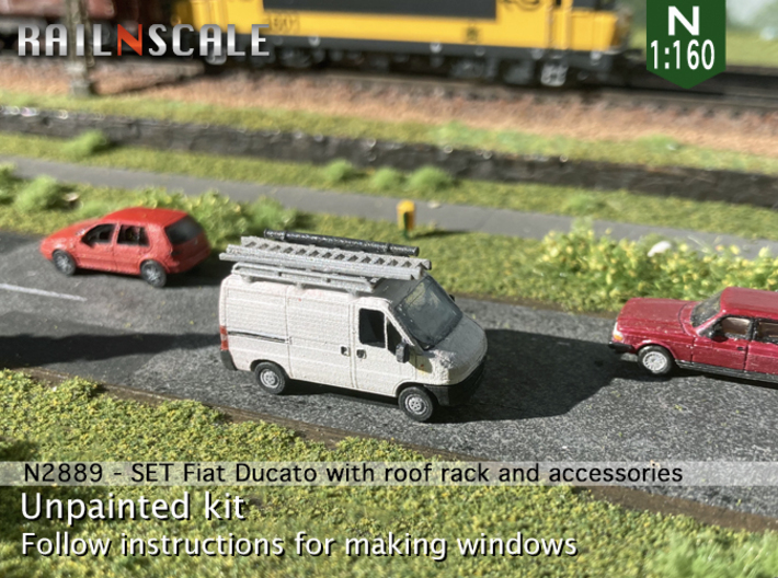 SET Fiat Ducato mit Dachträger (N 1:160) 3d printed