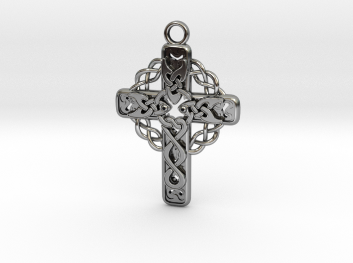 2d Cross pendant with Celtic flair in .925 Silver 3d printed