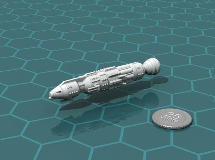 USS Luna-A upgraded Battleship 3d printed Render of the model, with a virtual quarter for scale.