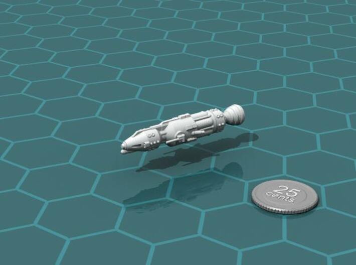 USS Ellington-A class upgraded Cruiser 3d printed Render of the model, with a virtual quarter for scale.