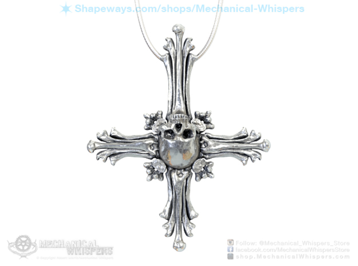 Human Skull Jewelry Pendant Necklace, Cross Bone 3d printed