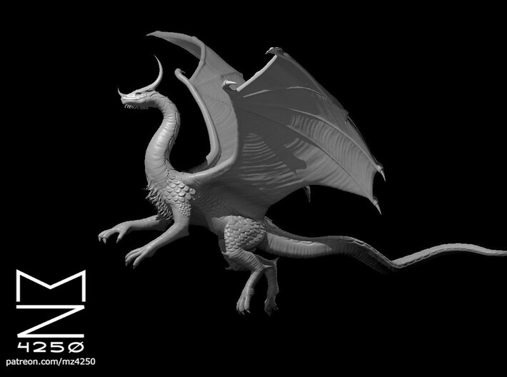 Young Moonstone Dragon Flying 3d printed