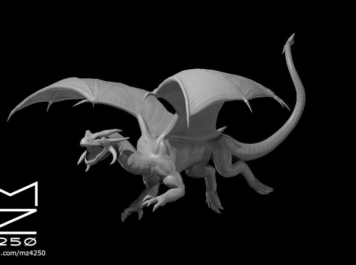 Sapphire Dragon wyrmling flying 3d printed