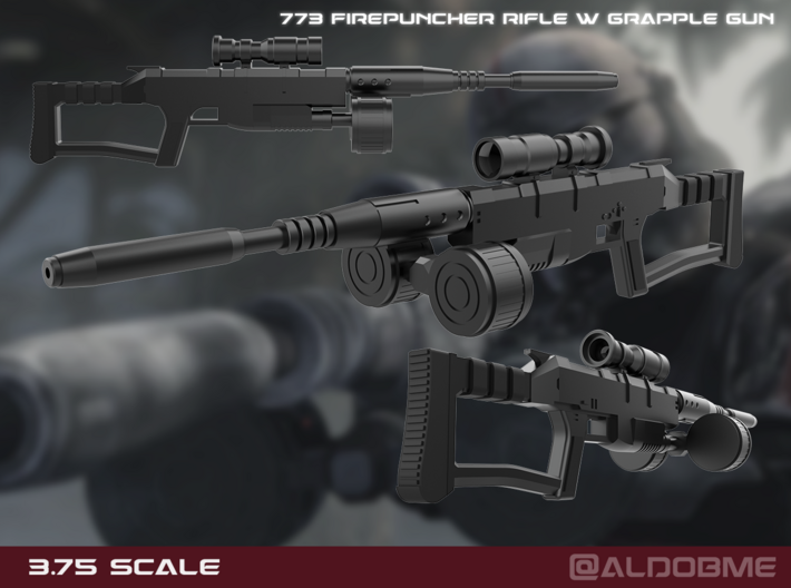 Crosshair sniper rifle with Grapple 3.75 scale 3d printed
