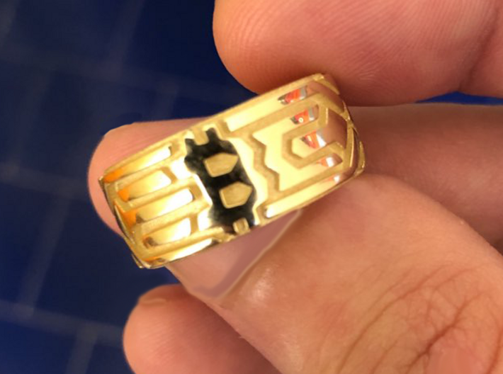 Bitcoin Ring - rictoken 3d printed Gold