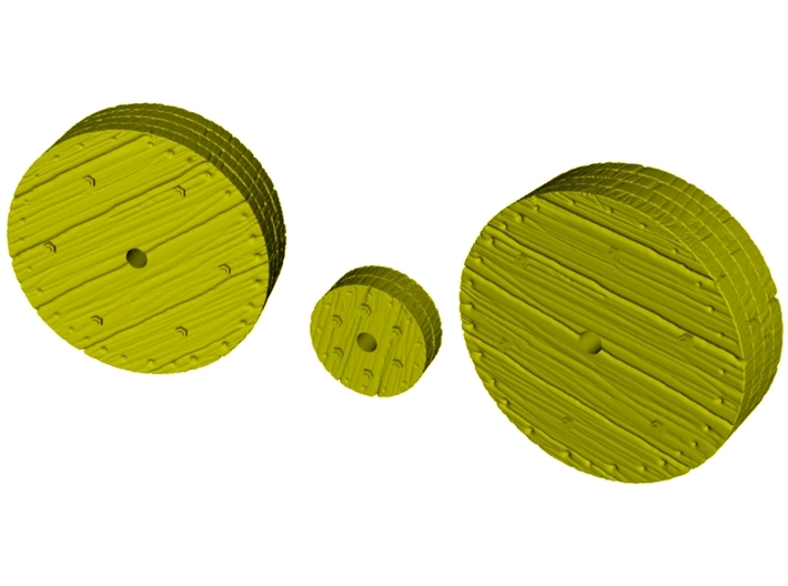 1/32 scale wooden wheels x 3 for P-51 Mustang WWII 3d printed