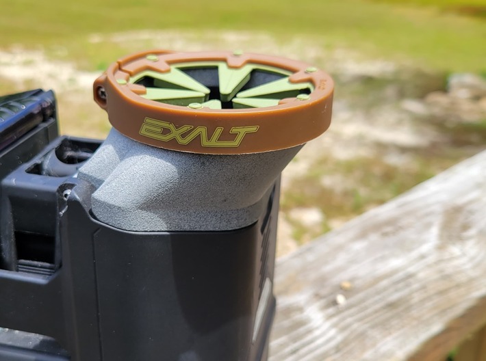Dye Box Rotor - Left Lid Speed Feed Adaptor 3d printed Exalt speed feed and Dye Box Rotor are NOT included