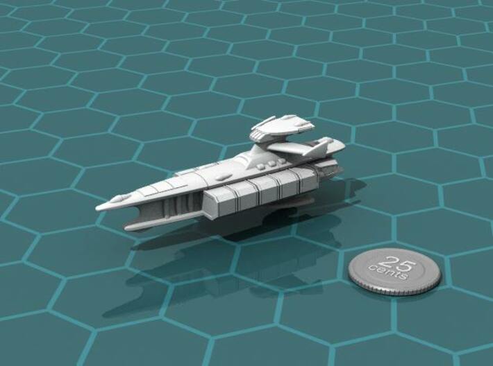 Novus Regency Supply Ship 3d printed Render of the model, with a virtual quarter for scale.