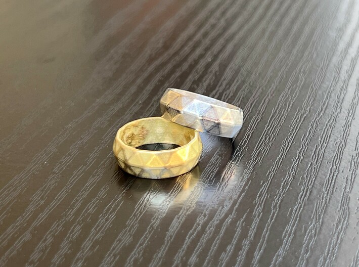 Low-Res Ring, Size 8 3d printed Gold & platinum with natural/textured finish (special request)