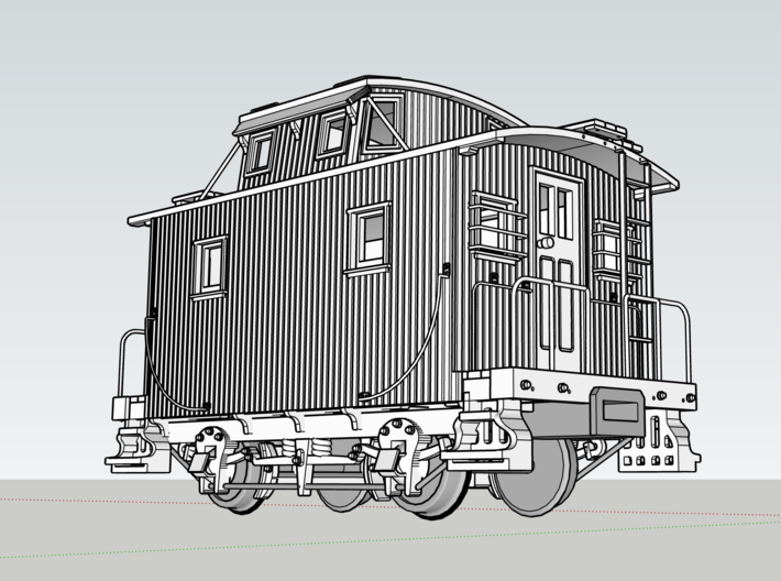 Ma &amp; Pa Caboose #2005 in HO 3d printed