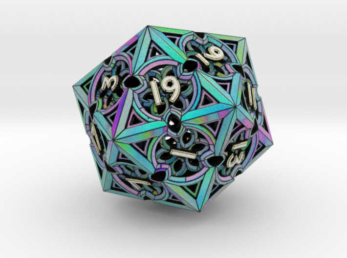 Gothic Rosette d20 (Stained Glass) 3d printed 