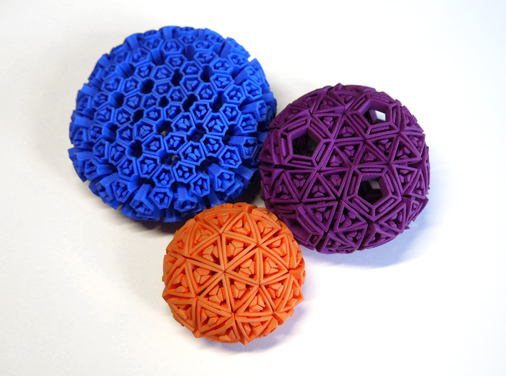 Soft-Boiled Geodesic (7.2cm) 3d printed The 7.2cm version with the 6cm and 4.5cm versions.