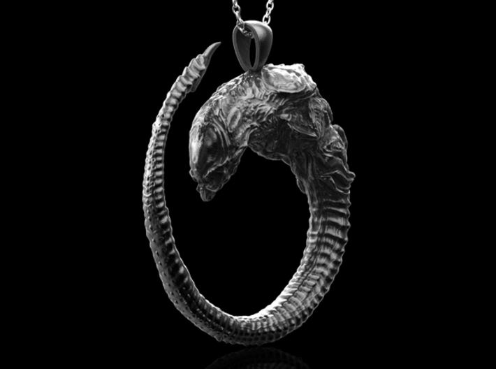 Alien Predalien Chestburster pendant-Black Steel 3d printed