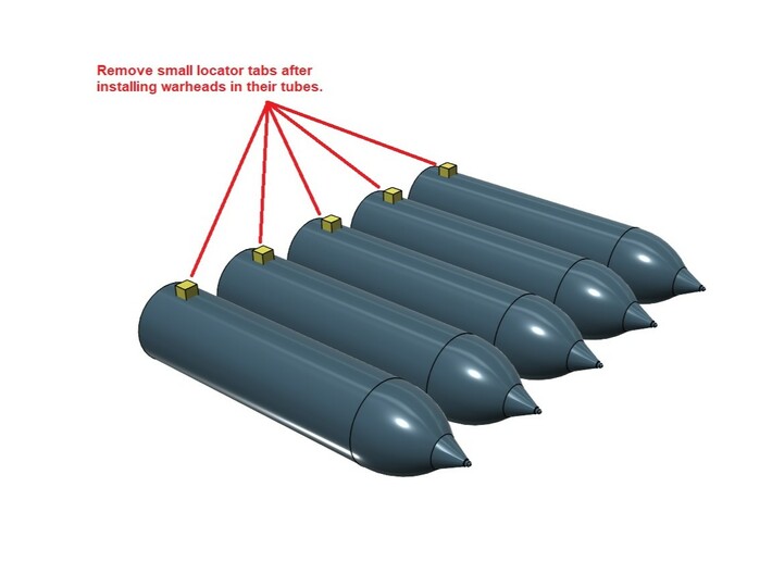 1/72 Torpedo Warhead Inserts for USN Destroyers 3d printed 