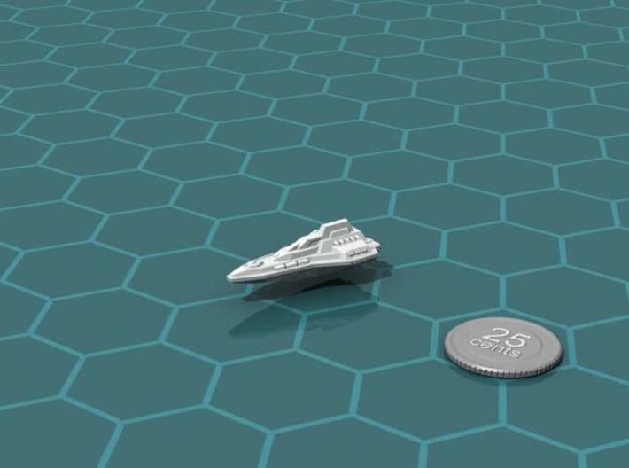 Unification Cruiser 3d printed Render of the model, with a virtual quarter for scale.