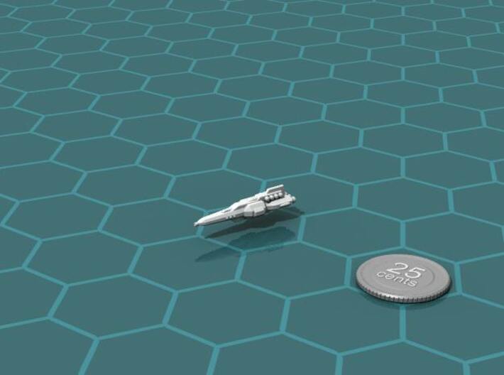 Rishi Frigate 3d printed Render of the model, with a virtual quarter for scale.