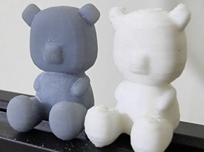 TinyTeddy 3d printed side by side plastic and resin models