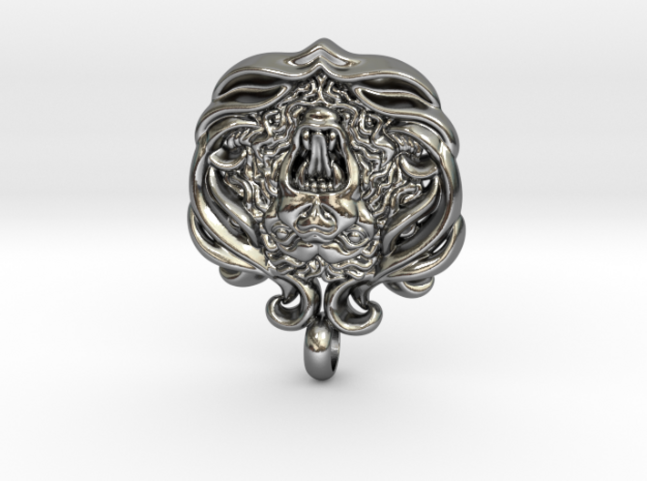 Swedish heraldic roaring lion necklace pendant, 3d printed Roaring Heraldic Lion Head Necklace Pendant.