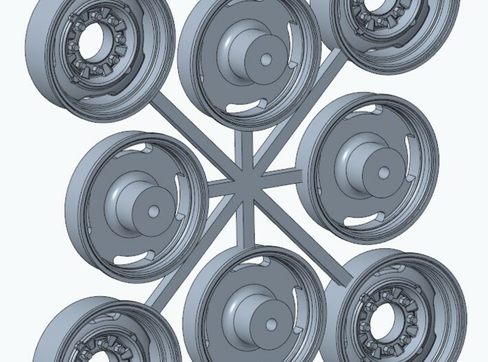 8-lug wheels 16.5 x 8.5 inch wheels + backs, V2 3d printed Snapshot of 3D-File