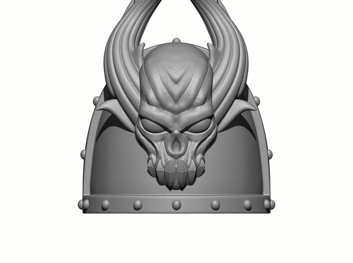10x Gen:7 Demon Skull Shoulder Pad - Rivet 3d printed Gen:7 Demon Skull Shoulder Pad - Rivet front