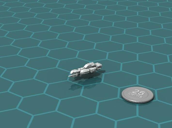 Junker Frigate 3d printed Render of the model, with a virtual quarter for scale.