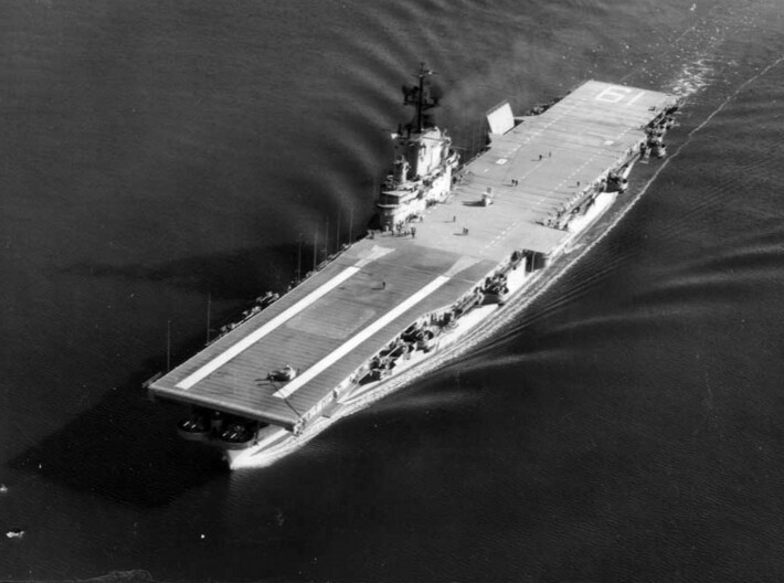 Nameplate USS Hancock CVA-19 (10 cm) 3d printed Essex-class aircraft carrier USS Hancock CVA-19, Korean War-era appearance.