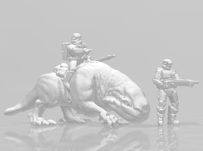 Sandtrooper on Dewback 1/72 25mm miniature model 3d printed 