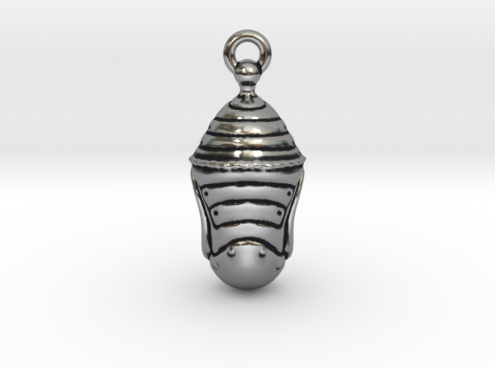 Monarch Butterfly Chrysalis Pendant 3d printed Antique Silver Cover image render