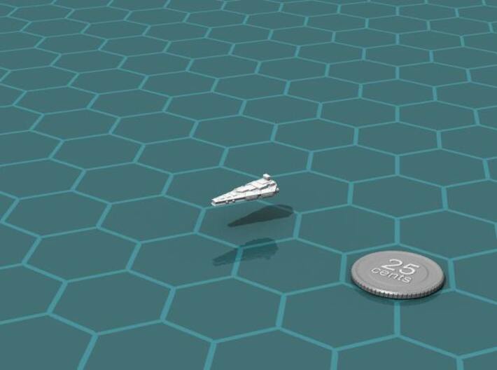 Sovereign Corvette 3d printed Render of the model, with a virtual quarter for scale.