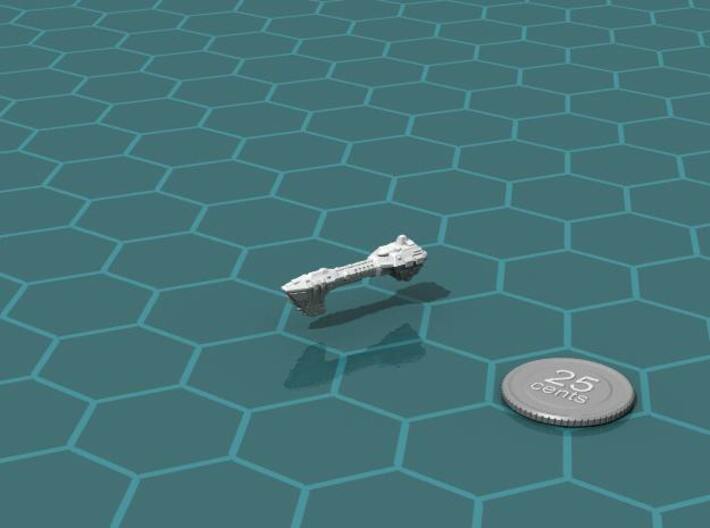 Sovereign Frigate 3d printed Render of the model, with a virtual quarter for scale.