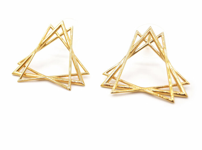 Sacred Creation Stud Earrings 3d printed Sacred Creation Stud Earrings - Gold Plated Brass