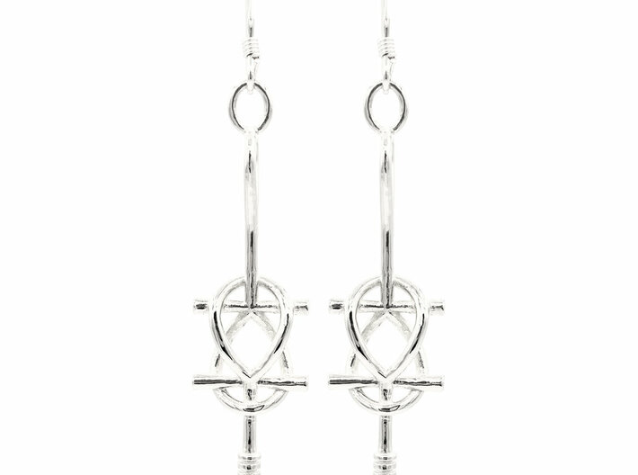 Double Ankh Earrings 3d printed Double Ankh Earrings - Polished Silver