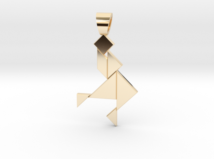 Dancer tangram [pendant] 3d printed