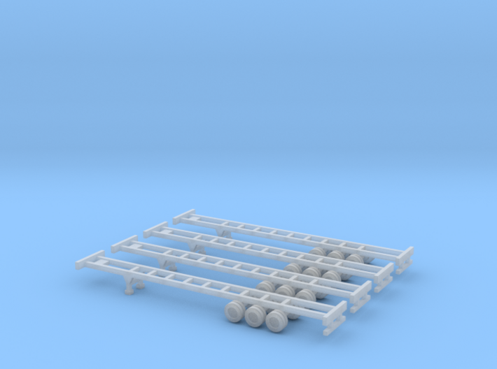 53 foot Container Chassis - Set of 4 - Z scale 3d printed