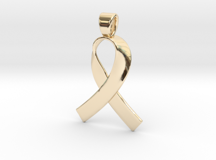 Pink october ribbon [pendant] 3d printed