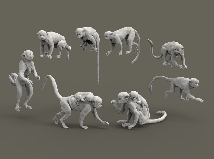 Squirrel Monkey set 1:87 eight different pieces 3d printed