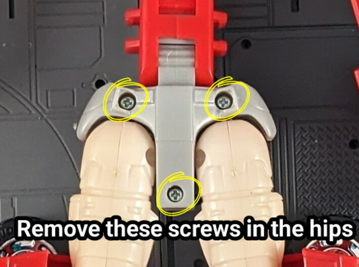 TF RID Prime Leg Joint Upgrade Set 3d printed Remove 3 Screws in Hips for installation