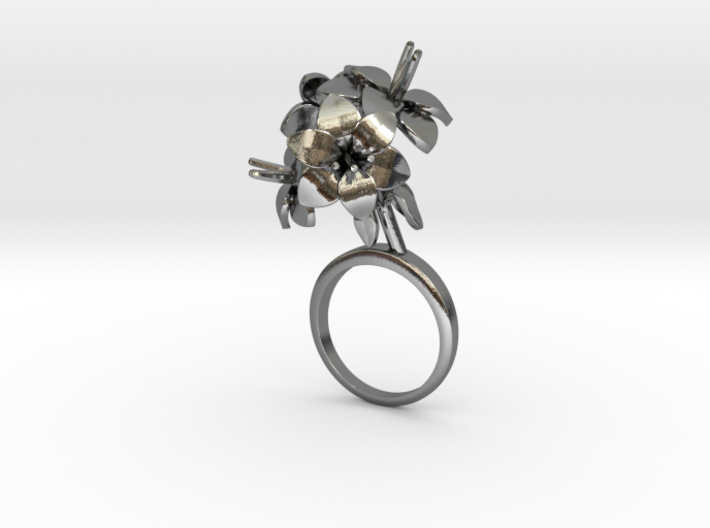 Ring with four small flowers of the Amaryllis 3d printed